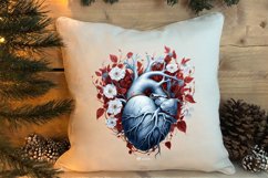 Watercolor Christmas Floral Hearts Clipart Product Image 4