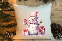 Pink Christmas Snowman Clipart, Christmas PNG Product Image 4