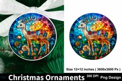 Christmas stained glass deer ornament sublimation PNG Product Image 1