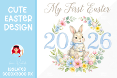 2026 First Easter Bunny PNG, Happy Easter Sublimation Design Product Image 1