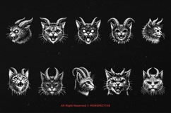 10 Bundle Dark Art Cats Devil Demon Beast with Horn Tattoo Product Image 6
