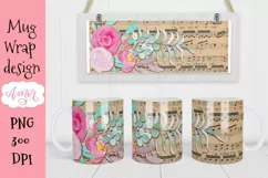 Musical mug wrap for sublimation, floral mug PNG Product Image 4