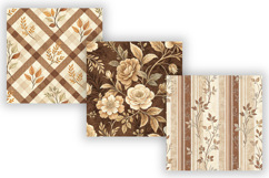 Brown Toile Digital Paper Pack, Vintage Floral Toile Product Image 4
