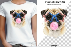 Pug with bubblegum png design for T-shirts Product Image 4