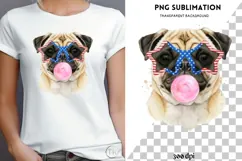 Pug with bubblegum png design for T-shirts Product Image 4