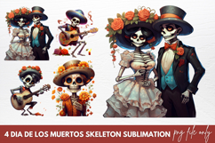 Dia De Los Muertos Skeleton Sublimation Clipart Product Image 1