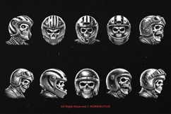 10 Bundle Dark Art Skull Rider with Helmet Vintage Skeleton Product Image 6