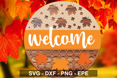 Welcome Autumn Round Sign SVG | Fall Door Hanger Product Image 4