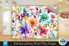 Colorful Flowers Cutting Board Sublimation Design Product Image 1