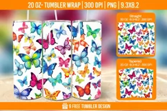 3D Cute Butterfly Tumbler Wrap Designs, Sublimation Wrap Product Image 1