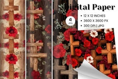 Christmas Flower Pattern Background Wallpaper Digital Paper4 Product Image 1