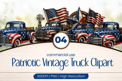 Patriotic Vintage Truck Clipart PNG Product Image 1
