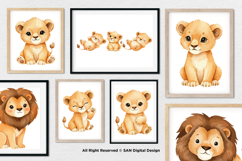 15 Bundle Watercolor Cute Lion Family Happy King Jungle Product Image 4