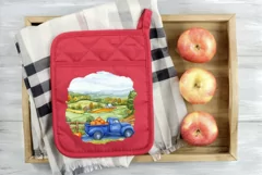 Blue Farm Truck Illustration, Farm Pumpkins Illustration Product Image 4