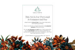 Dark Teal and Burnt Orange Wedding Flowers Clipart Bundle Product Image 4