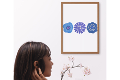 Blue Abstract Flower Trio Modern Embroidery Design Product Image 4