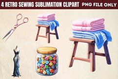 Retro Sewing Sublimation Clipart PNG Product Image 1