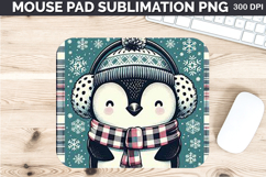 Watercolor Penguin Mouse Pad Sublimation - Christmas PNG Product Image 1