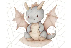 Watercolor Baby Dragon Clipart, Cute Nursery Fantasy PNG Product Image 2