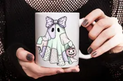 Pastel Halloween Ghost Png, Cute Girly Spooky Png, Fall Png. Product Image 4