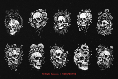 10 Bundle Dark Art Floral Death Skull Flower Head Skeleton Product Image 6