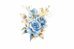 Blue and Gold Sparkling Roses clipart Product Image 4