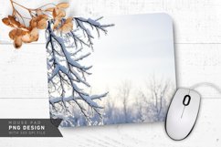Peaceful Winter Forest Path with Snow Mouse Pad PNG Product Image 1