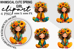 Whimsical Cute Spring Girl Clipart Watercolor png Product Image 1
