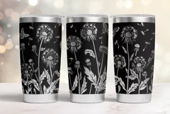 20oz Tumbler laser svg wrap| Floral Dandelions pattern Product Image 4
