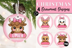 Pink Custom Cute Christmas Ornament PNG Product Image 1