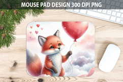 Watercolor Fox Mouse Pad Sublimation - Valentines Png Product Image 1