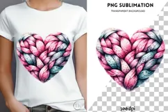Valentine knitted heart png design for T-shirts Product Image 4