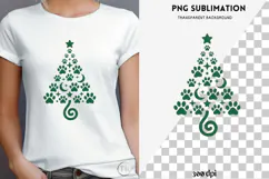 Paw print Christmas tree png design for T-shirts Product Image 4