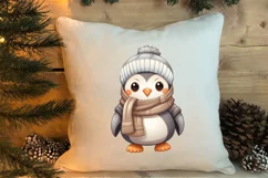 Watercolor Cute Winter Penguin Clipart, Christmas Clipart Product Image 4