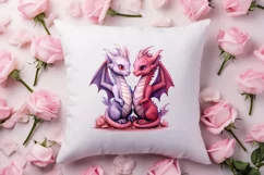 Watercolor Valentine's Day Dragon Clipart, Dragon Watercolor Product Image 4