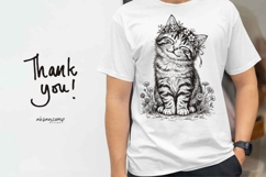 Cute Floral Cat Line Art SVG Product Image 4