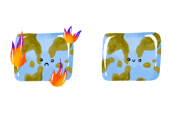 ad Earth on Fire Clipart Set Hand Drawn Climate Change Product Image 2