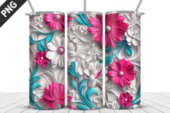 3D Flowers Tumbler Wrap | Sublimation Design | Tumble PNG Product Image 5