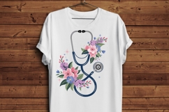 Floral Stethoscope PNG Medical Nurse Clipart with Flowers Product Image 3