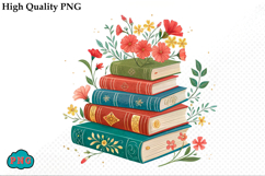 Watercolor Floral Books Clipart PNG Bundle Product Image 4