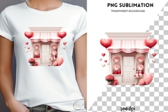 Watercolor Valentine shop png design for T-shirts Product Image 4
