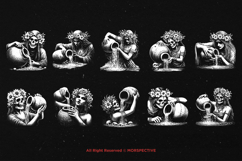 10 Bundle Dark Art Aquarius Skull Girl Zodiac Woman Face Product Image 6
