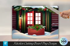 Festive Wooden Crate by Snowy Doorway Cutting Board PNG Product Image 1