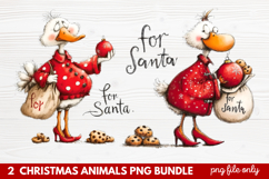 2 Christmas Animals PNG | Cute Festive Wildlife Clipart Product Image 1