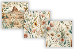 Western Wildflowers Rustic Seamless Pattern, Prairie Floral Product Image 4