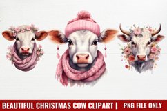 Beautiful Christmas Cow Clipart Product Image 1