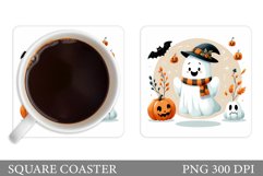 Cute Ghost Coaster Design. Halloween Coaster Sublimation Product Image 1