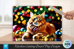 Holiday Playtime Ginger Cat and Tinsel Cutting Board PNG Product Image 1