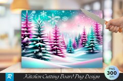 Ethereal Starry Snowfall Forest Cutting Board PNG Design Product Image 1