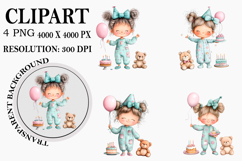 Quirky Birthday Girl Clipart Watercolor PNG Product Image 1